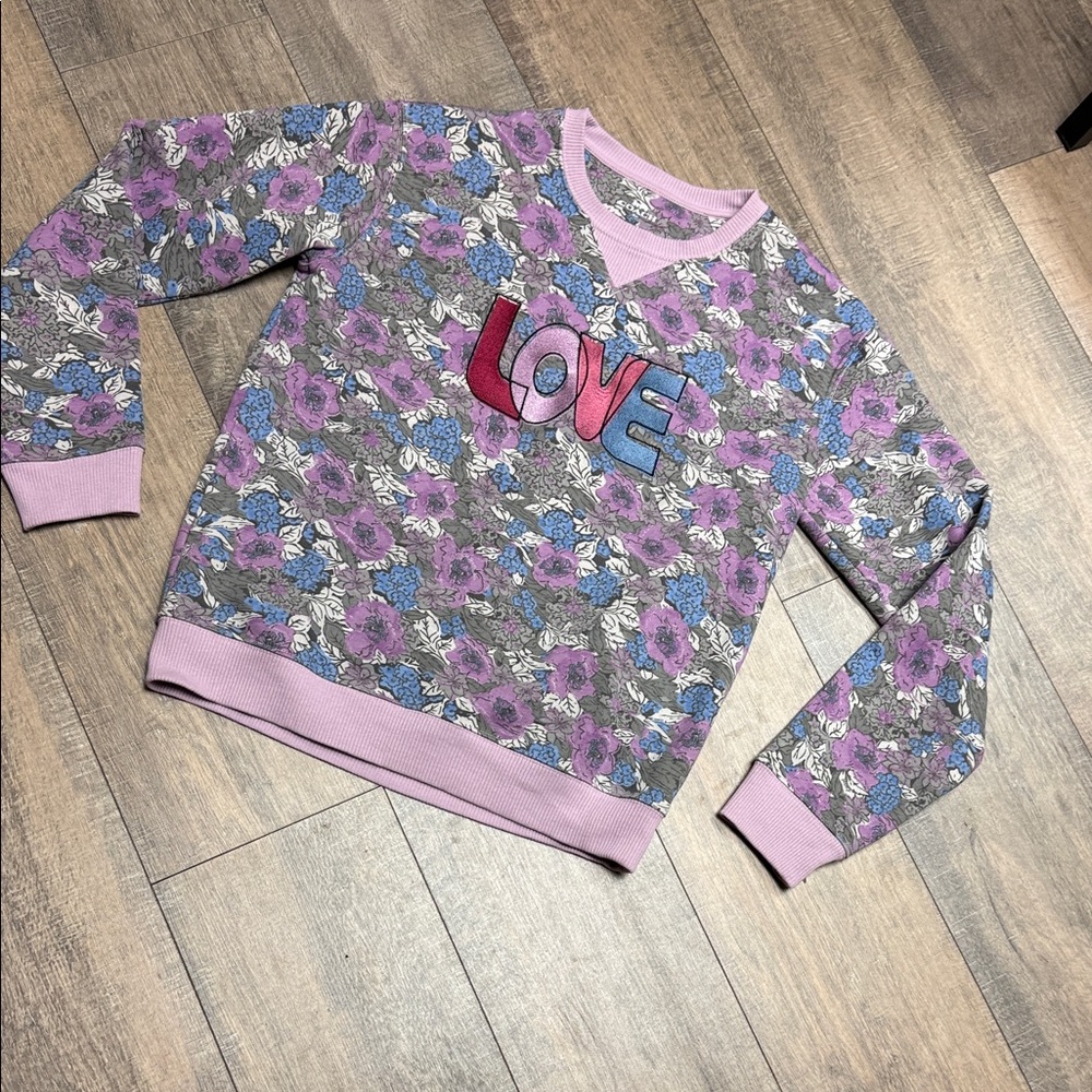 NWOT Coach Floral Love Sweatshirt - Purple and Blue